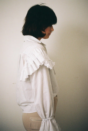 Ruffle Shirt // Pinstripe